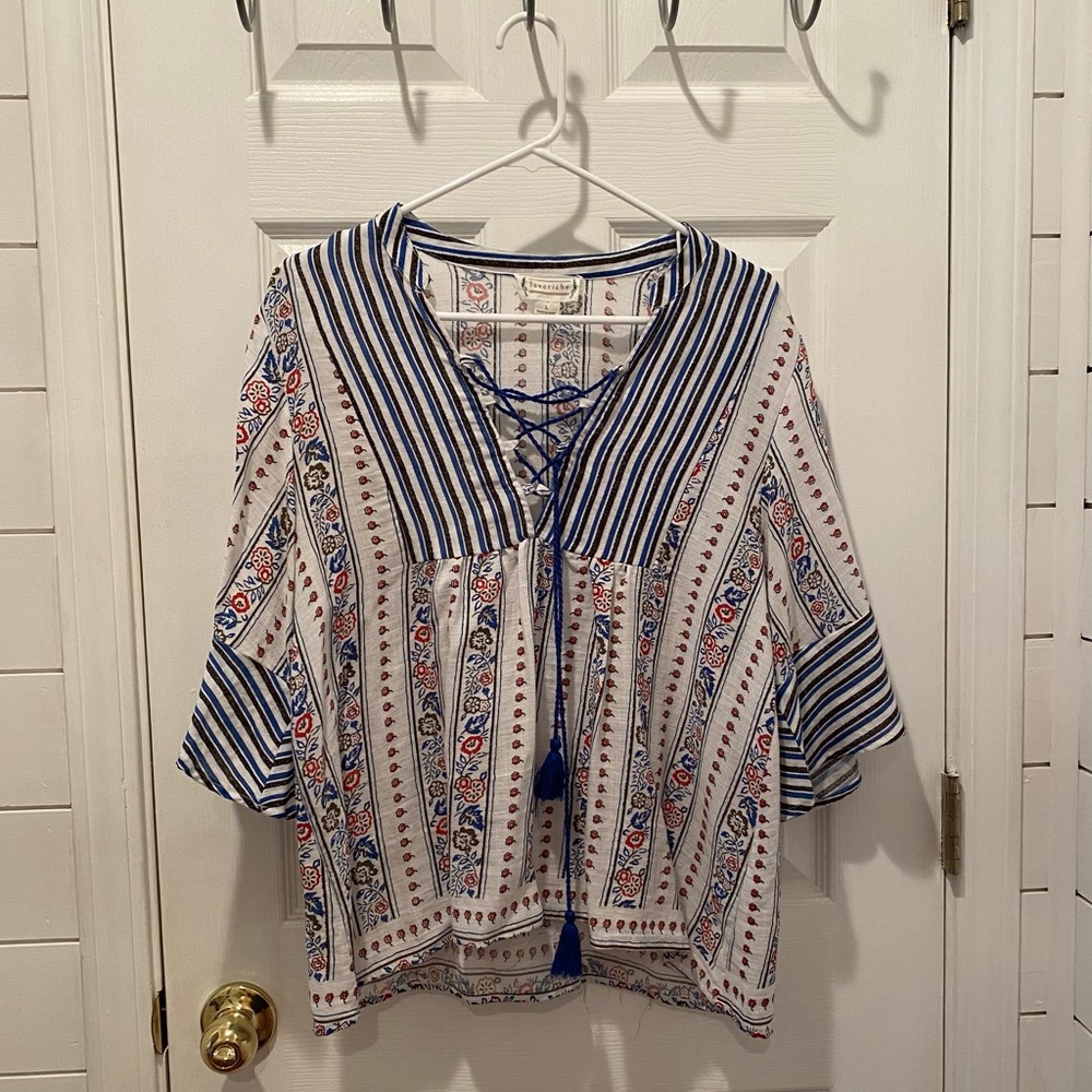 LoveRiche Floral and Stripe Top